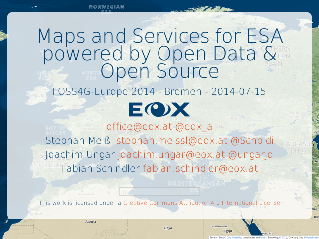 Maps and Services for ESA powered by Open Data & Open Source – Conclusions