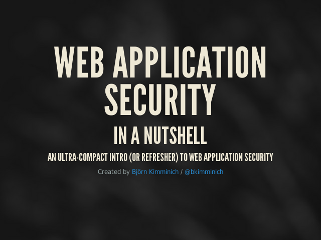 Web Application Security – in a nutshell – Björn Kimminich
