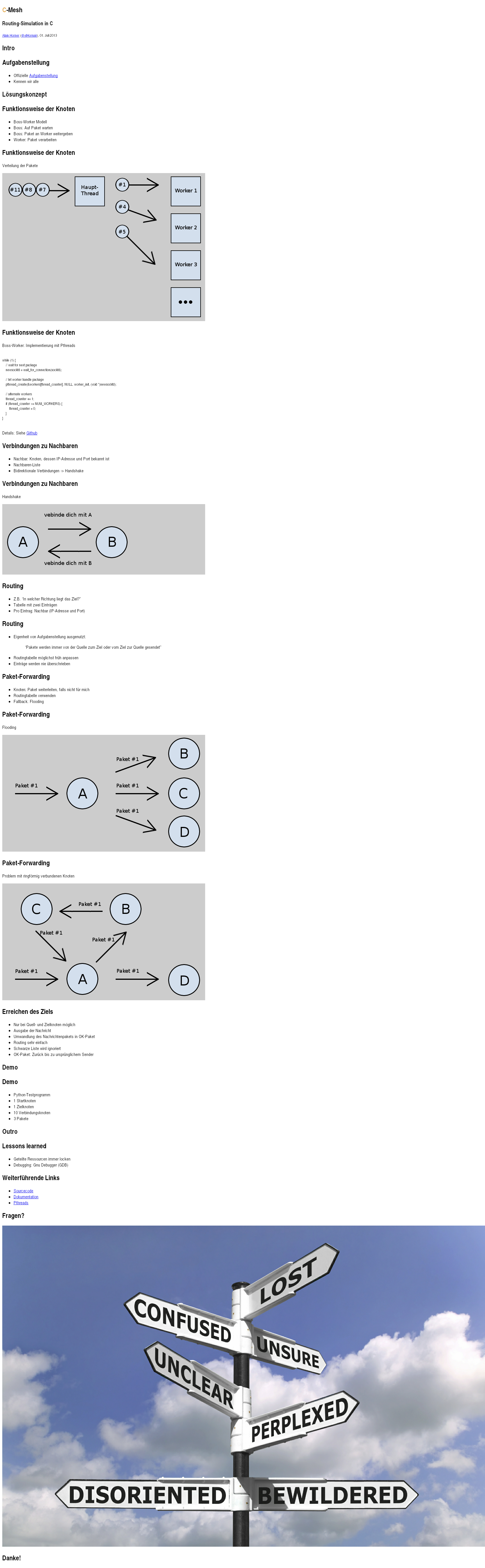 C-Mesh – Routing-Simulation in C